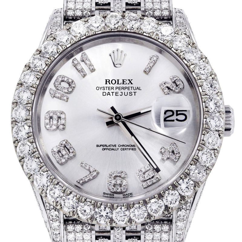 Diamond Iced Out Rolex Datejust 41 | 25 Carats Of Diamonds | Custom Silver Diamond Dial | Jubilee Band