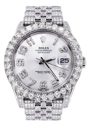 Diamond Iced Out Rolex Datejust 41 | 25 Carats Of Diamonds | Custom Silver Diamond Dial | Jubilee Band