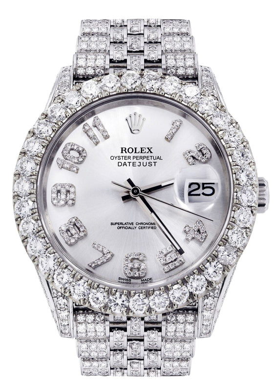 Diamond Iced Out Rolex Datejust 41 | 25 Carats Of Diamonds | Custom Silver Diamond Dial | Jubilee Band