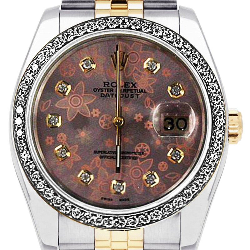 Diamond Rolex Datejust | 36 MM | 18K Yellow Gold and Stainless Steel | Jubilee Band | Flower Diamond Dial | 1.4 Carats