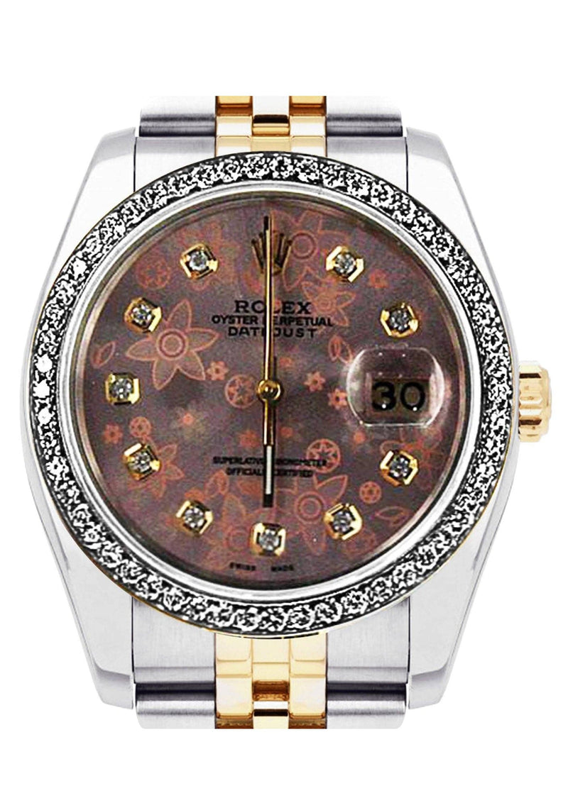 Diamond Rolex Datejust | 36 MM | 18K Yellow Gold and Stainless Steel | Jubilee Band | Flower Diamond Dial | 1.4 Carats