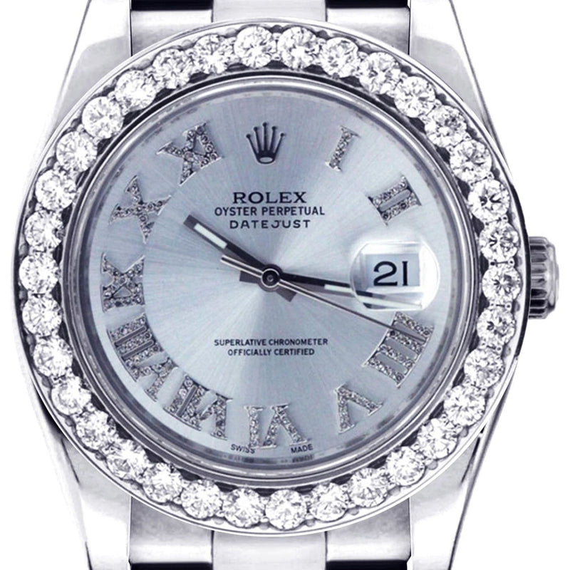 Diamond Rolex Datejust | Stainless Steel | Diamond Silver Roman Numeral Dial | 36 MM