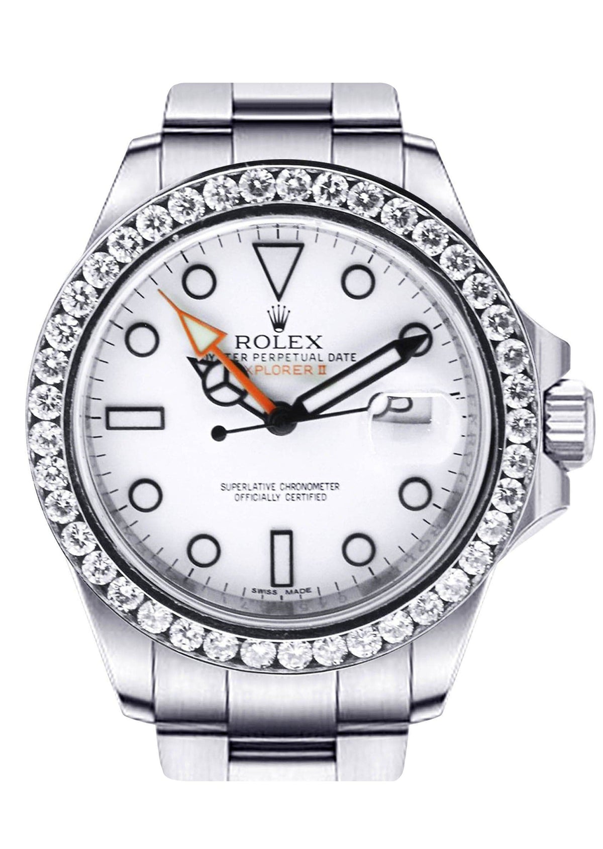 Diamond Rolex Explorer 2 | Stainless Steel | 42 Mm