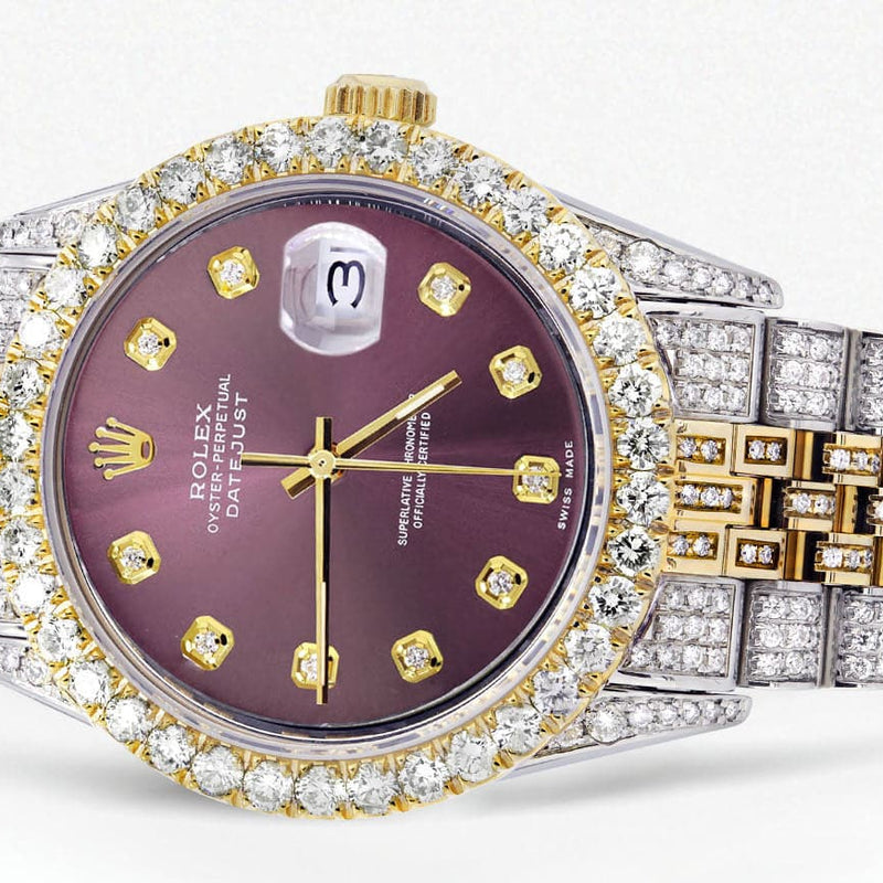 Iced Out Rolex Datejust 36 MM | Two Tone | 10 Carats of Diamonds | Purple Diamond Dial