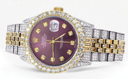 Iced Out Rolex Datejust 36 MM | Two Tone | 10 Carats of Diamonds | Purple Diamond Dial