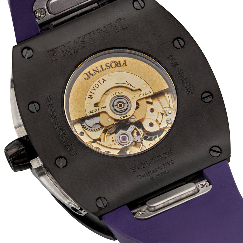 Frost NYC Evolution Women's Watch - Automatic Skeleton Steel Caged Heart | WFRST-01-H-B Purple Band | Pre - Sale
