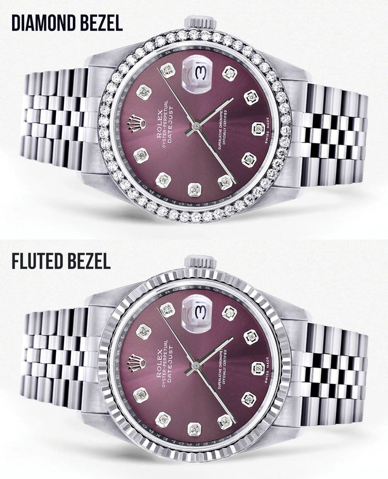 Mens Rolex Datejust Watch 16200 | 36Mm | Purple Dial | Jubilee Band