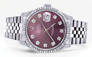 Mens Rolex Datejust Watch 16200 | Fluted Bezel | 36Mm | Purple Dial | Jubilee Band