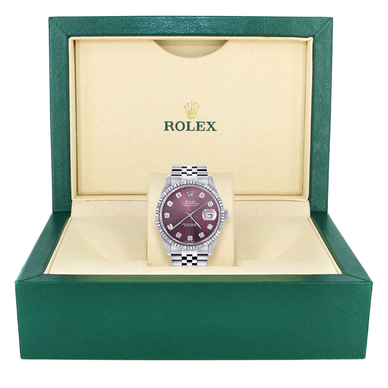Mens Rolex Datejust Watch 16200 | Fluted Bezel | 36Mm | Purple Dial | Jubilee Band