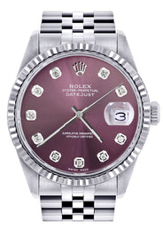 Womens Rolex Datejust Watch 16200  | 36Mm | Purple Dial | Fluted Bezel | Jubilee Band