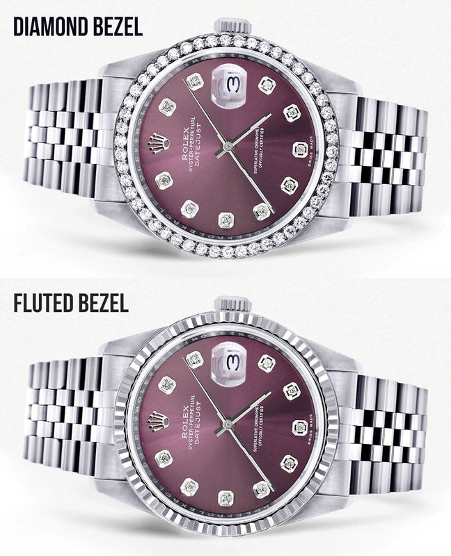 Mens Rolex Datejust Watch 16200 | 36Mm | Purple Dial | Jubilee Band