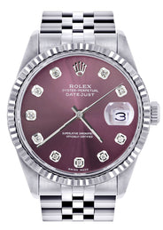 Mens Rolex Datejust Watch 16200 | Fluted Bezel | 36Mm | Purple Dial | Jubilee Band