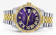 Mens Rolex Datejust Watch 16233 Two Tone | 36Mm | Purple Roman Numeral | Jubilee Band