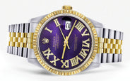 Womens Rolex Datejust Watch 16233 Two Tone | 36Mm | Purple Roman Numeral | Fluted Bezel | Jubilee Band
