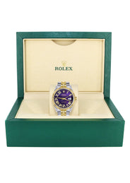 Womens Rolex Datejust Watch 16233 Two Tone | 36Mm | Purple Roman Numeral | Fluted Bezel | Jubilee Band