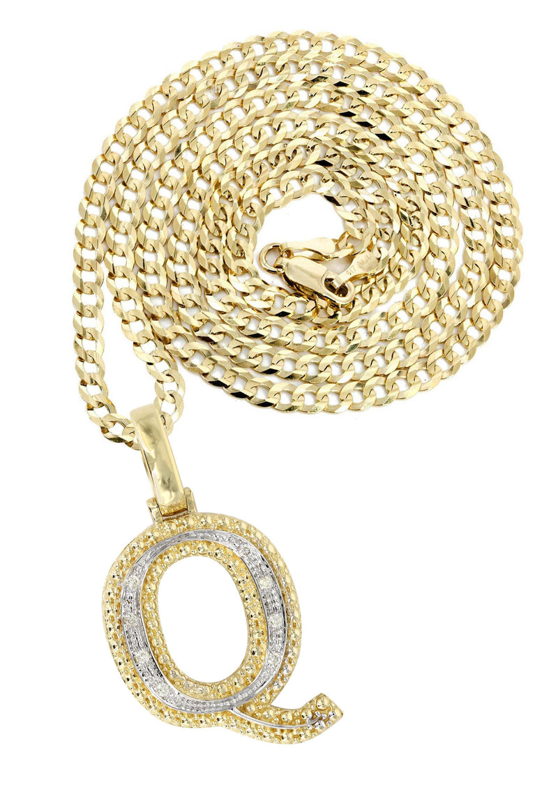 Diamond 10K Yellow Gold Letter "Q" Necklace | Appx. 13.5 Grams