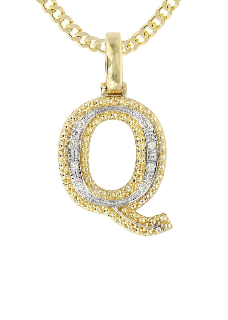 Diamond 10K Yellow Gold Letter "Q" Necklace | Appx. 13.5 Grams