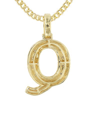 Diamond 10K Yellow Gold Letter "Q" Necklace | Appx. 13.5 Grams
