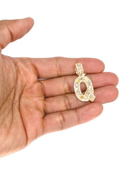 14K Yellow Gold Letter "Q" Baguette Diamond Necklace | 2.22 Carats