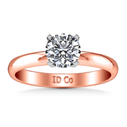 Solitaire Diamond Engagement Ring Comfort Fit Round Diamond 14K Rose Gold