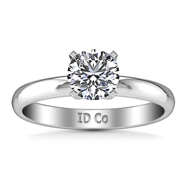 Round Diamond Solitaire Engagement Ring Comfort Fit Round Diamond Diamond 14K White Gold