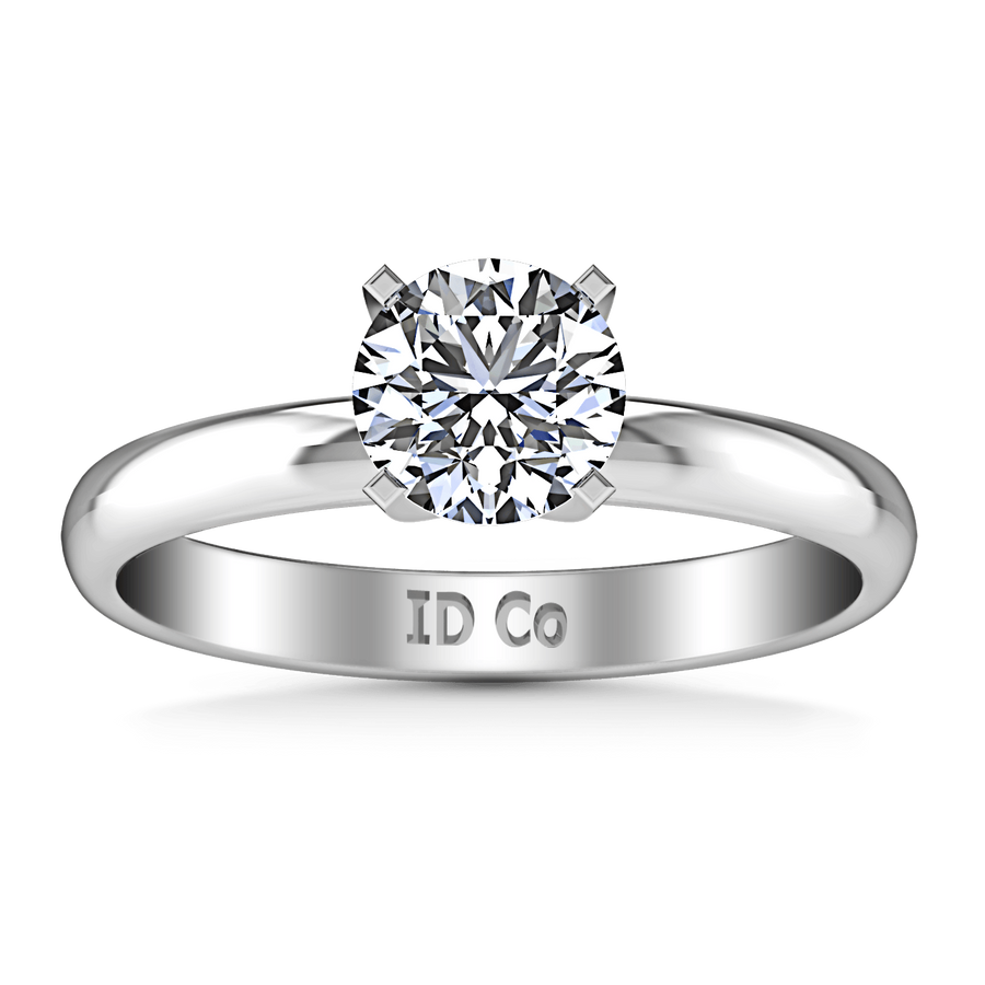 Round Diamond Solitaire Engagement Ring Comfort Fit Round Diamond Diamond 14K White Gold