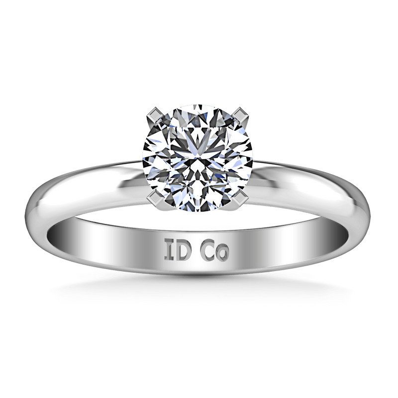 Round Diamond Solitaire Engagement Ring Comfort Fit Round Diamond Diamond 14K White Gold
