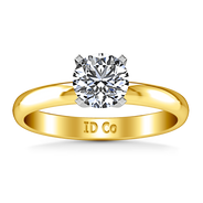 Solitaire Diamond Engagement Ring Comfort Fit Round Diamond 14K Yellow Gold