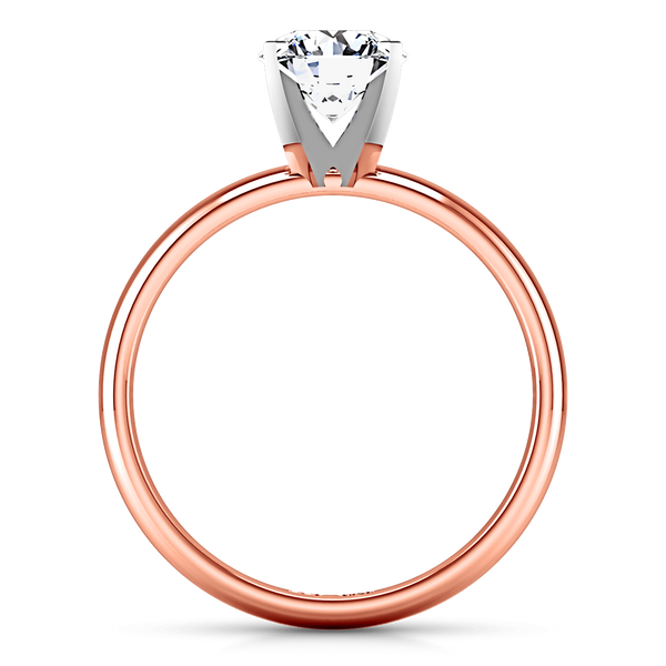 Solitaire Diamond Engagement Ring Comfort Fit Round Diamond 14K Rose Gold