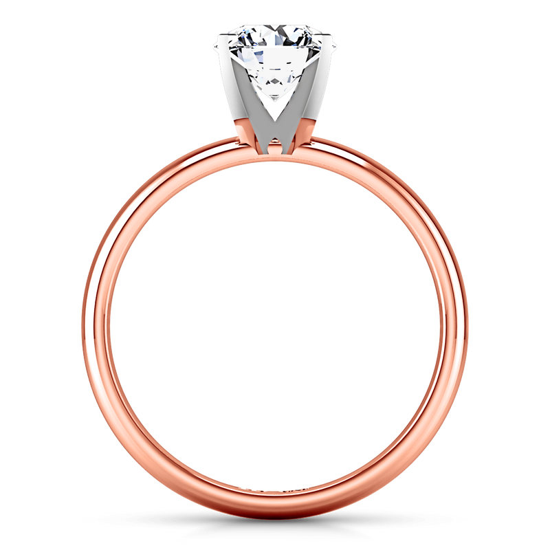 Solitaire Diamond Engagement Ring Comfort Fit Round Diamond 14K Rose Gold