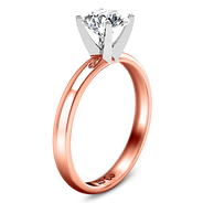 Solitaire Diamond Engagement Ring Comfort Fit Round Diamond 14K Rose Gold