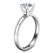 Round Diamond Solitaire Engagement Ring Comfort Fit Round Diamond Diamond 14K White Gold