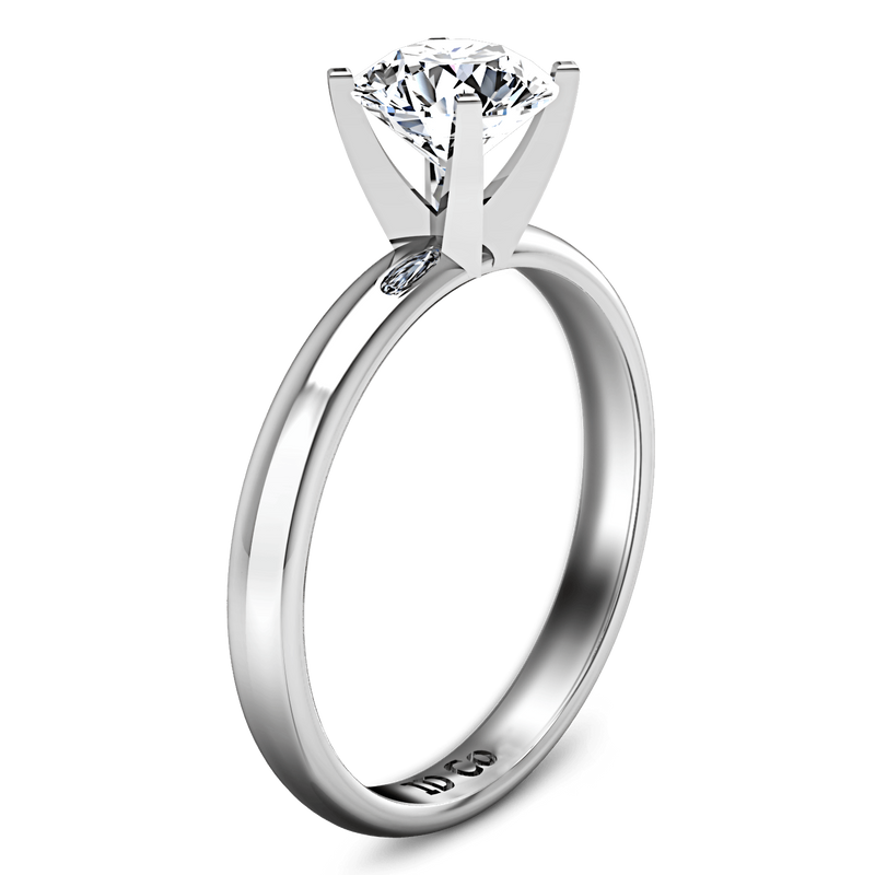 Round Diamond Solitaire Engagement Ring Comfort Fit Round Diamond Diamond 14K White Gold