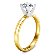 Solitaire Diamond Engagement Ring Comfort Fit Round Diamond 14K Yellow Gold