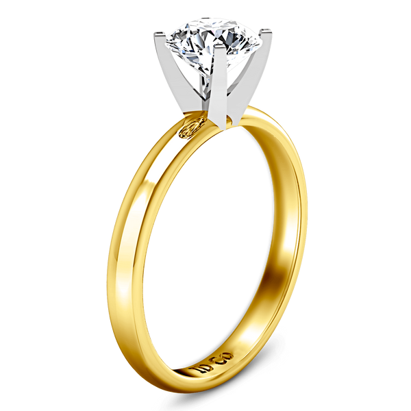 Solitaire Diamond Engagement Ring Comfort Fit Round Diamond 14K Yellow Gold
