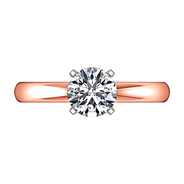 Solitaire Diamond Engagement Ring Comfort Fit Round Diamond 14K Rose Gold