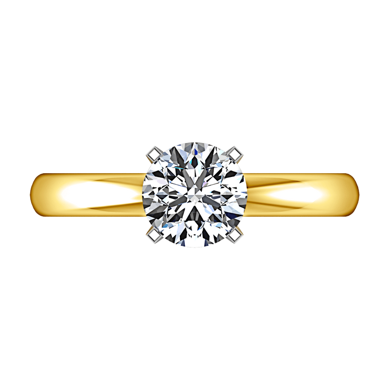 Solitaire Diamond Engagement Ring Comfort Fit Round Diamond 14K Yellow Gold