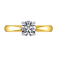 Solitaire Diamond Engagement Ring Comfort Fit Round Diamond 14K Yellow Gold