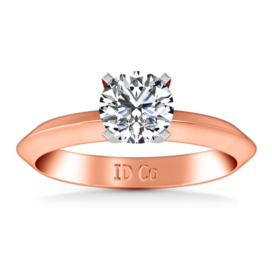 Solitaire Diamond Engagement Ring Knife Edge Round Diamond 14K Rose Gold