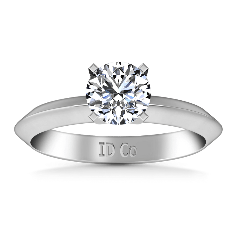 Round Diamond Solitaire Engagement Ring Knife Edge Round Diamond Diamond 14K White Gold