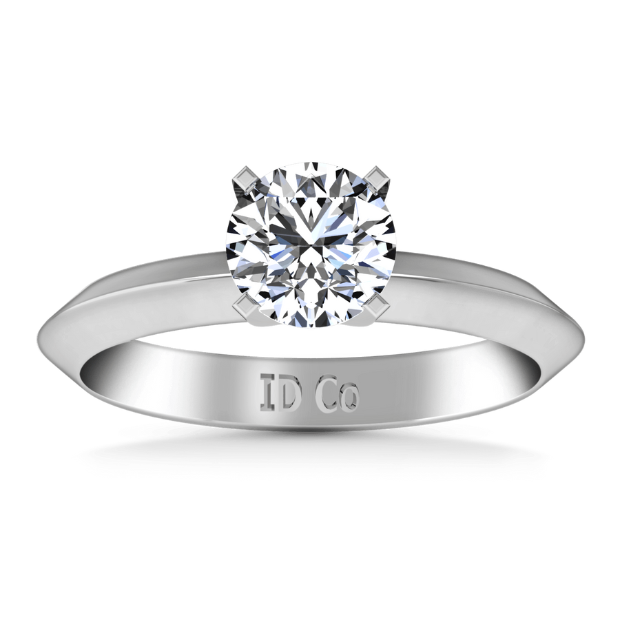 Round Diamond Solitaire Engagement Ring Knife Edge Round Diamond Diamond 14K White Gold
