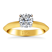 Solitaire Diamond Engagement Ring Knife Edge Round Diamond 14K Yellow Gold