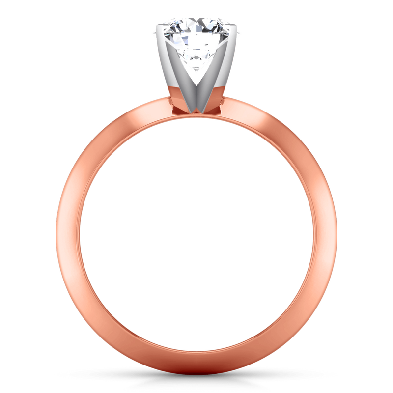 Solitaire Diamond Engagement Ring Knife Edge Round Diamond 14K Rose Gold