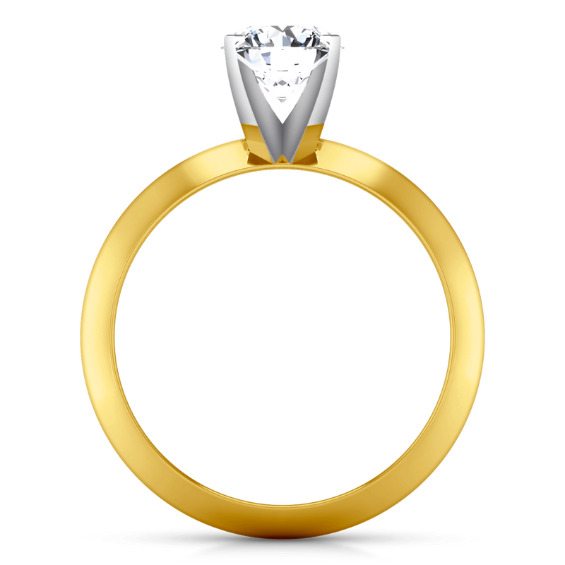 Solitaire Diamond Engagement Ring Knife Edge Round Diamond 14K Yellow Gold