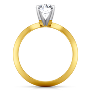 Solitaire Diamond Engagement Ring Knife Edge Round Diamond 14K Yellow Gold