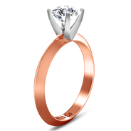 Solitaire Diamond Engagement Ring Knife Edge Round Diamond 14K Rose Gold