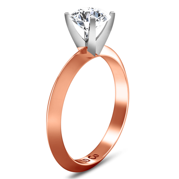Solitaire Diamond Engagement Ring Knife Edge Round Diamond 14K Rose Gold
