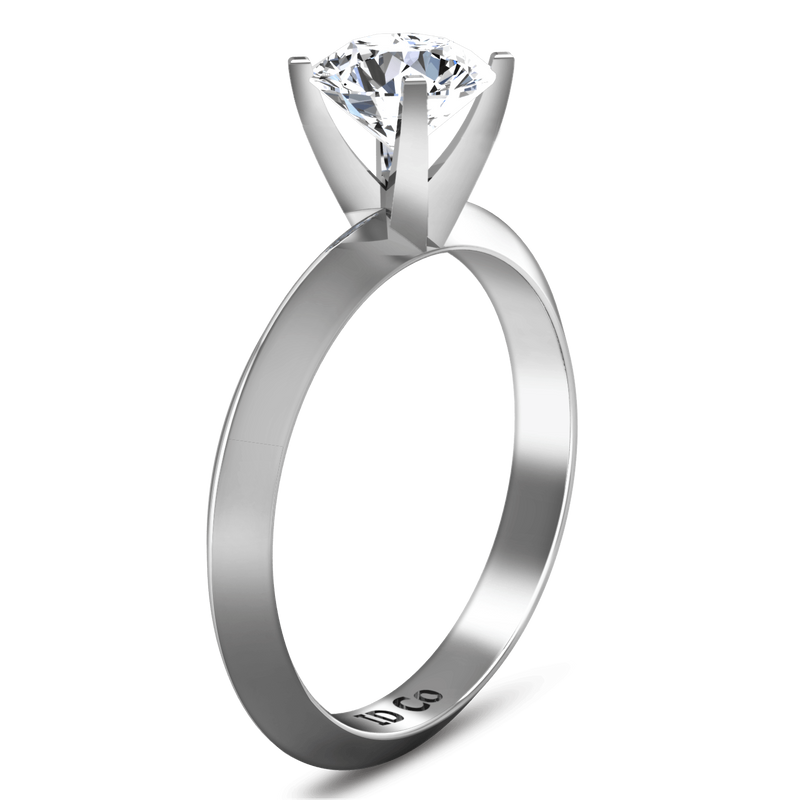 Round Diamond Solitaire Engagement Ring Knife Edge Round Diamond Diamond 14K White Gold