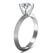 Round Diamond Solitaire Engagement Ring Knife Edge Round Diamond Diamond 14K White Gold