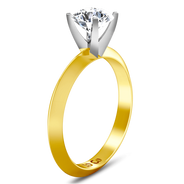 Solitaire Diamond Engagement Ring Knife Edge Round Diamond 14K Yellow Gold